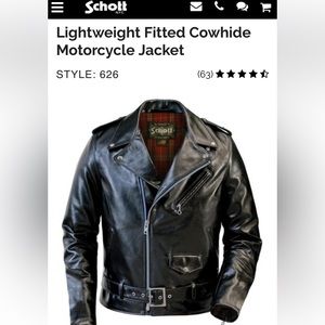 Schott lightweight fitted cowhide motorcycle jacket (style 626)